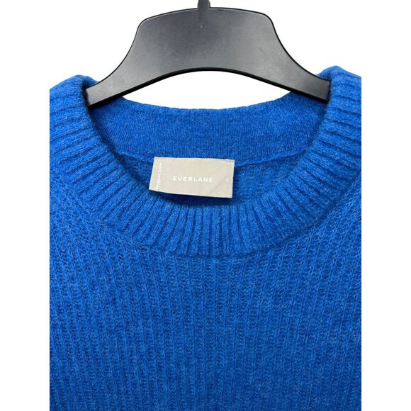 Everlane Women Blue Crewneck Sweater Alpaca Wool Merino Ribbed Knit Design Small - Picture 9 of 11